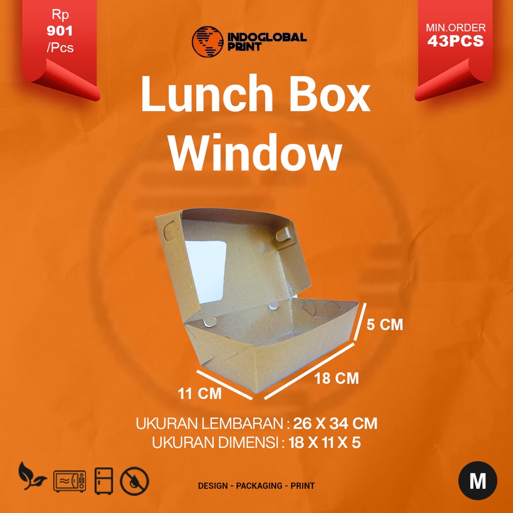 Lunch box paper window Medium 275 gsm full laminasi / kotak