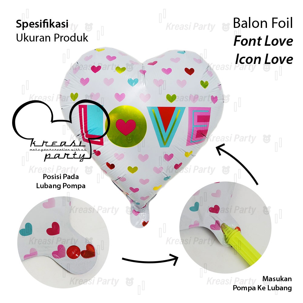 Balon Foil Font Love Icon Love / Balon Love / Balon Motif Heart