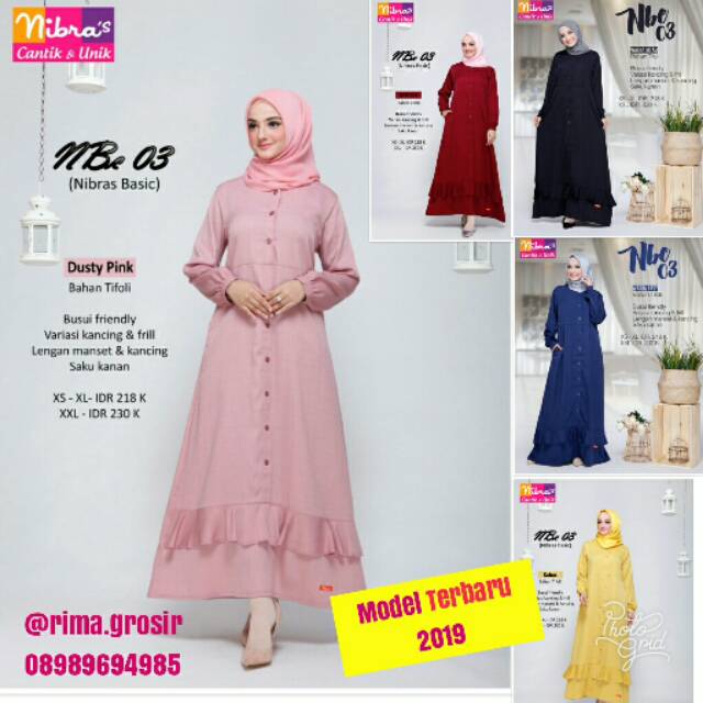 Original Terbaru 2019 Gamis Nibras Nb A02 Nba 02 Serat Kayu Hitam