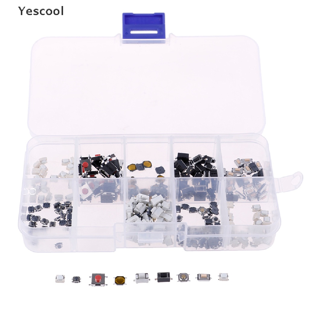 Yescool 250pcs Saklar Tombol Tekan Tactile Campur 10 Tipe Untuk Remote Kunci Mobil