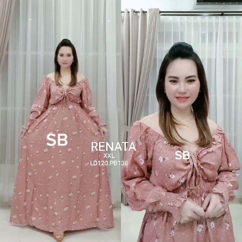 dress Renata dress serut panjang long dress jumbo