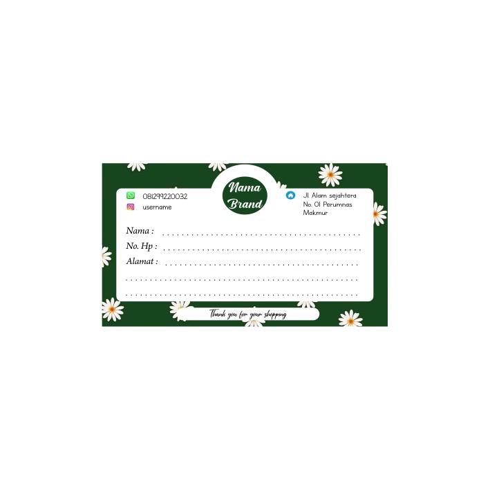 

READY!! 21 PCS DAISY LABEL PENGIRIMAN 10x6,5 CM SP11