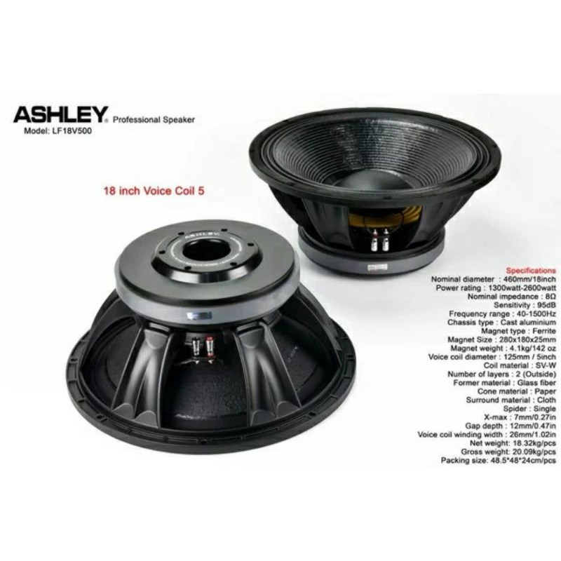 KOMPONEN SPEAKER ASHLEY 18INCH MODEL LF18V500 18in ASHLEY LF18V500