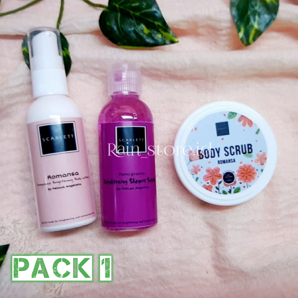 (COD) PAKET SCARLET MINI 3in1 (R.P.S) [ROMANSA 60ML]+[POMEGRANTE 60ML]+[SCRUB 50 GR]