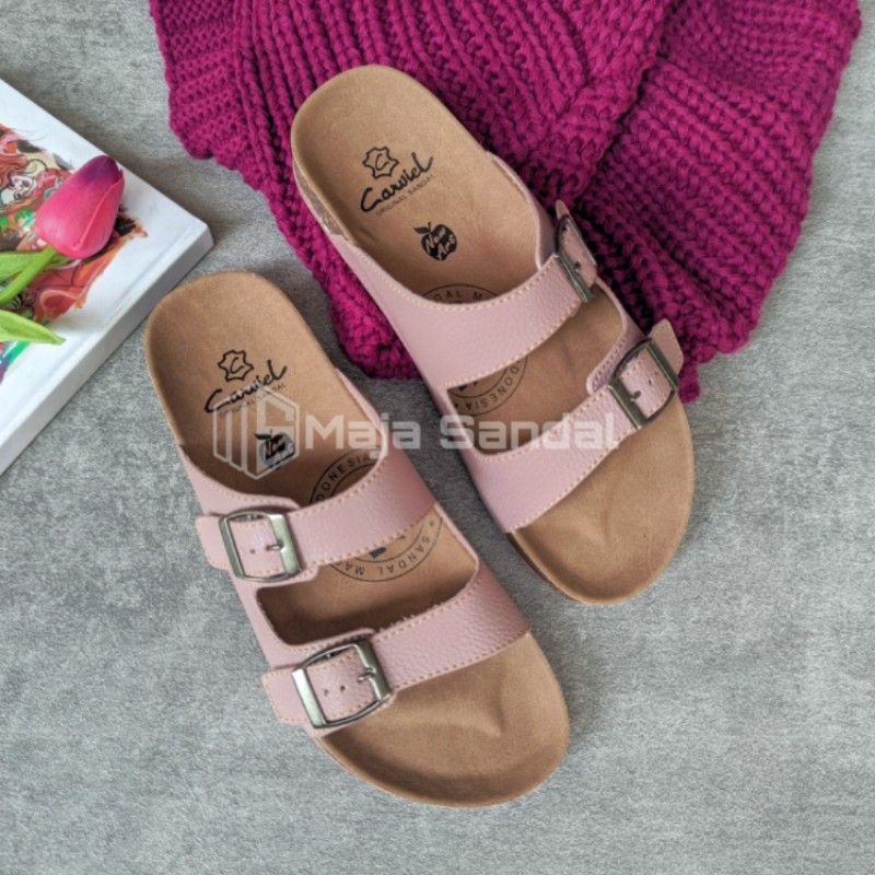 Sandal Wanita Casual Murah Berkualitas Selop Gasper Logam Bahan Kulit High Sintetis Sol Birken Alexa02 size 37 - 40-1