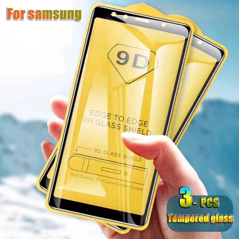 3pcs Pelindung Layar Tempered Glass 9D Cover Samsung Galaxy A30 A40 A51 A71 A31 A12 A20 S21 S22 Plus S10E S21FE A52 A72 4G 5G S10 Lite Note 20