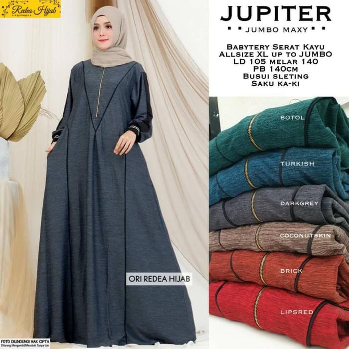 baju wanita jupiter jumbo gamis muslim dewasa terbaru simple modis
