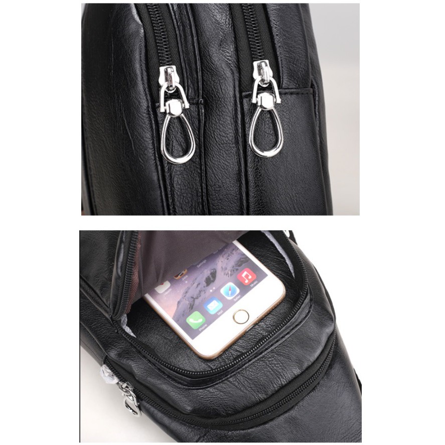 Tas Selempang Kulit 7108 Fashion IMPOR Cowo Korean Style Slempang Gadget Bag