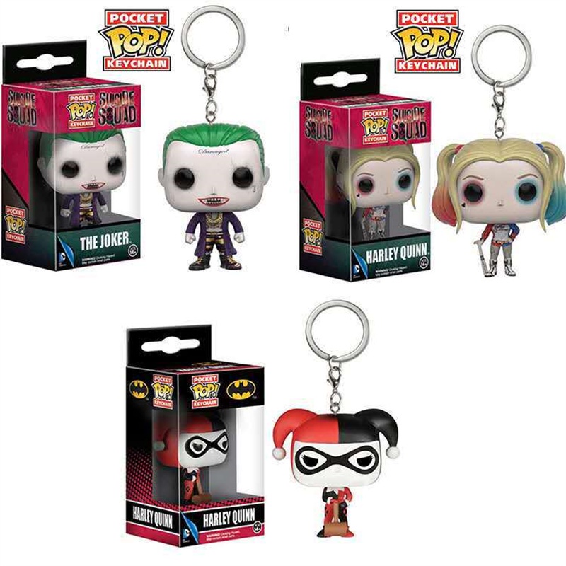 1pc Gantungan Kunci Action Figure Funko POP Suicide Squad Harley Quinn Pudin Bahan PVC Untuk Koleksi