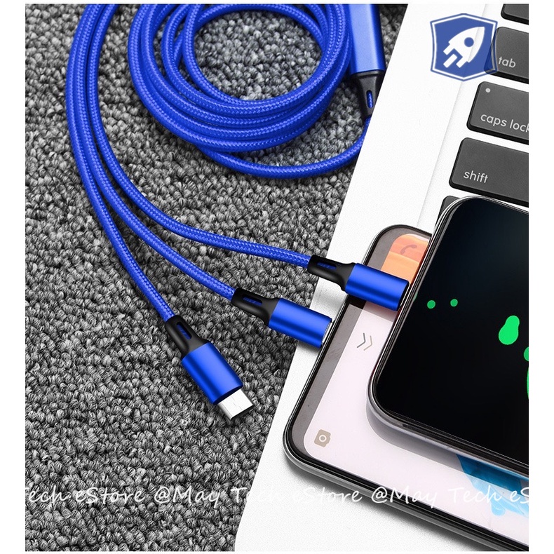 Kabel 3 in 1 Untuk iPhone / Android Fast Charger iOS + Micro USB + Type C