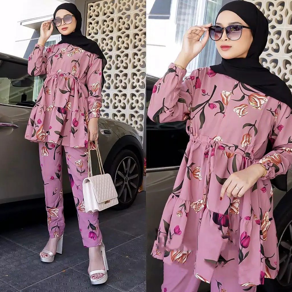 Musco Set STELAN MOTIF KATUN MONALISA TERLARIS Pakaian Muslim Pakaian Wanita