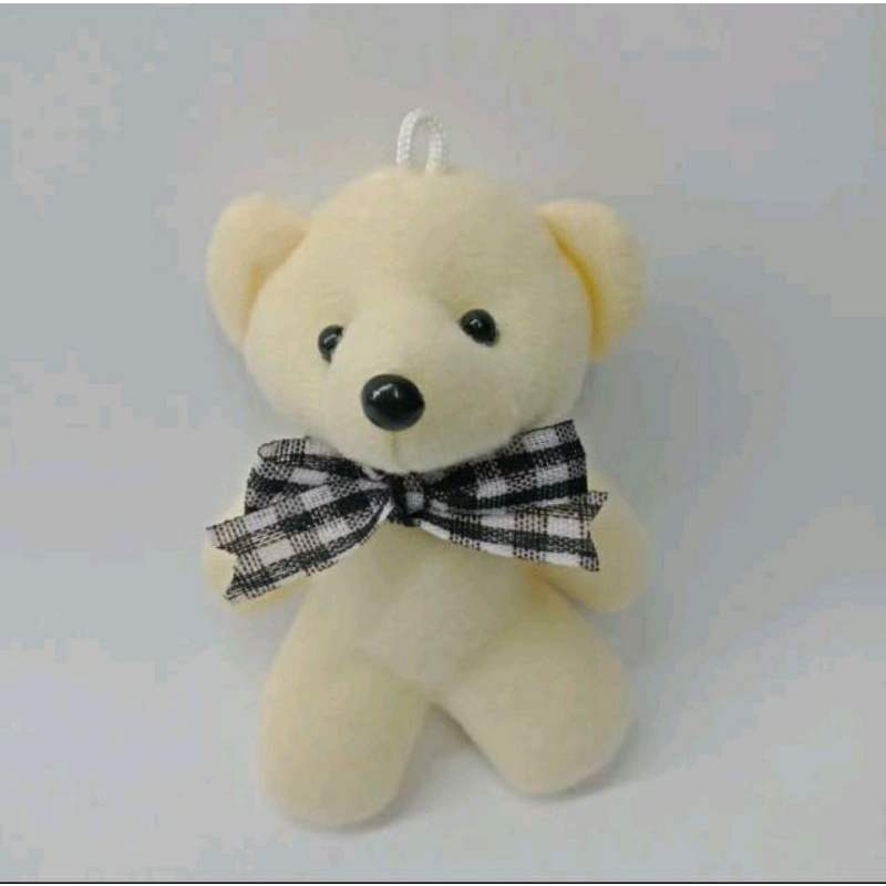 gantungan kunci Beruang putih pita Hitam | Boneka bear | boneka lucu kecil | Gantungan kunci Boneka