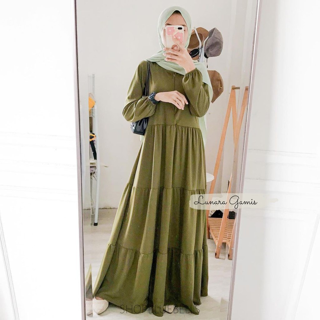 Lunara Maxy / Gamis Muslim Dropknit Susun Grosir Seragam Pengajian