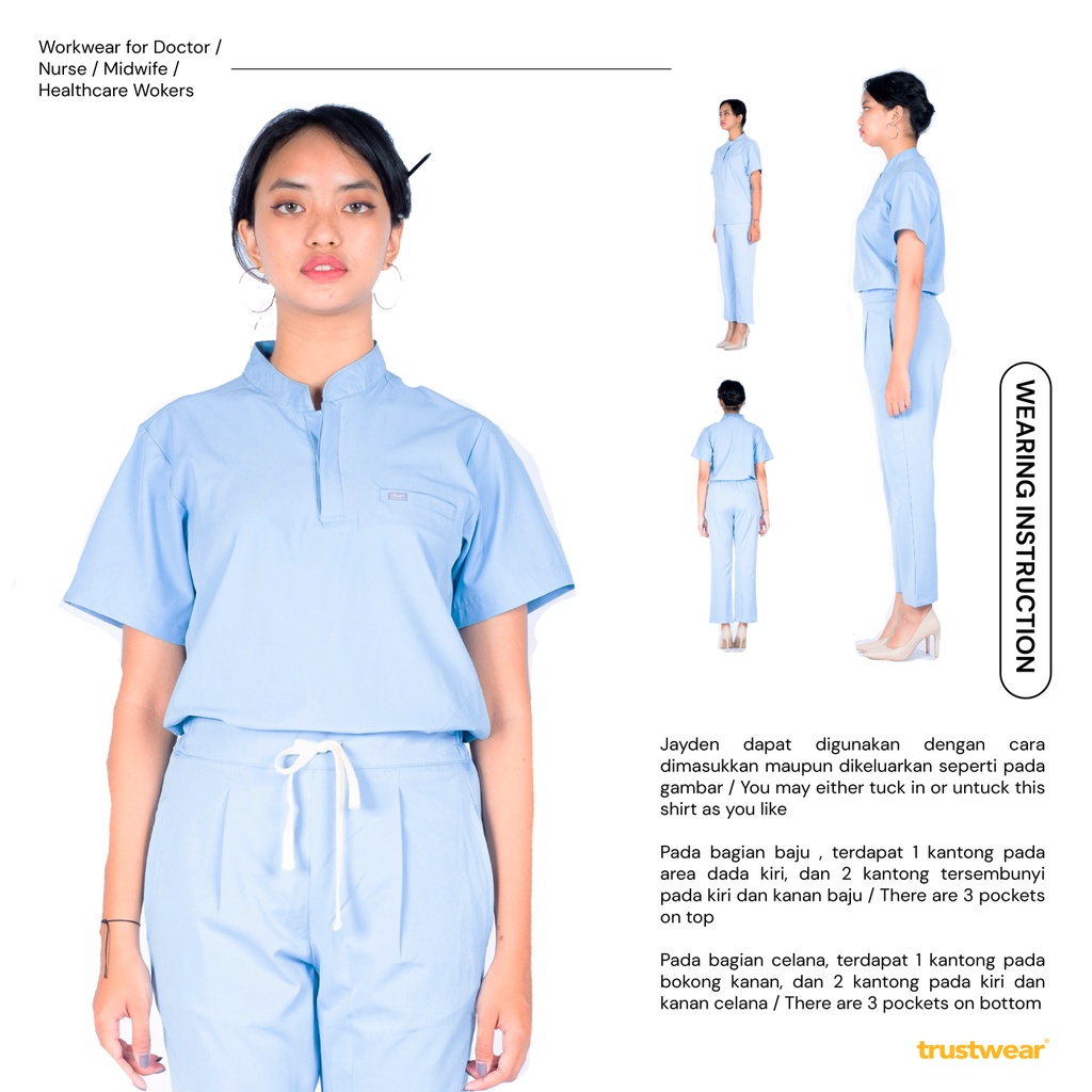 [Scrubs Jayden] Doctor's Scrub/Set Baju Celana Jaga OKA OK Perawat/Dokter Lengan Pendek III