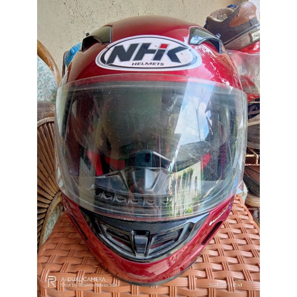 [SOLD OUT] PRELOVED HELM NHK / HELM / NHK / HELM NHK GP1000 FULL FACE R75 MOTIF MERAH MAROON POLOS