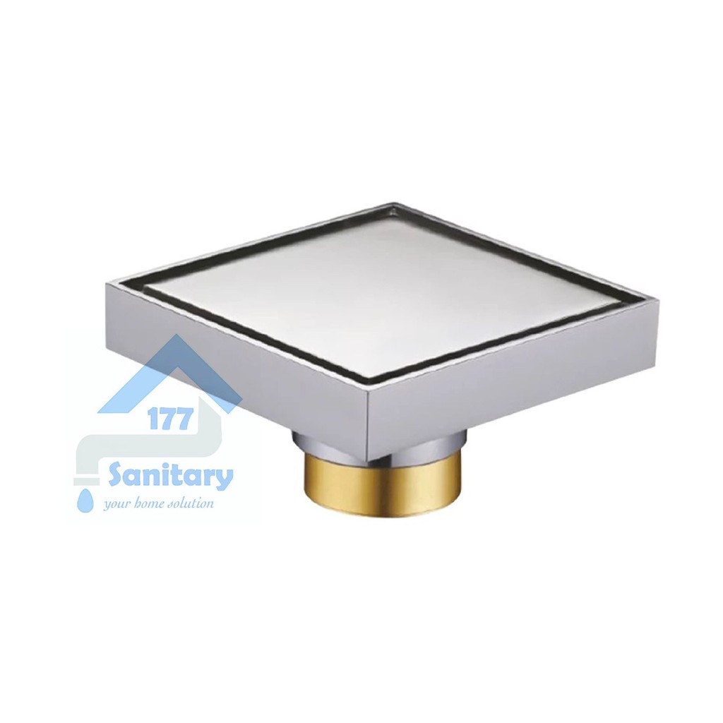 Smart Floor Drain KUNINGAN bisa isi Keramik tebal L03- Saringan Got air kamar Mandi bathroom brass tile drain strainer bathroom /L1