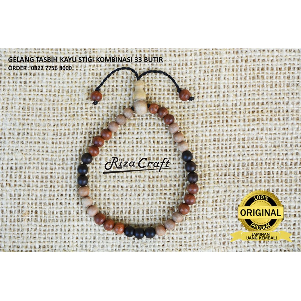 KEREN Gelang Tasbih Kombinasi 3 Kayu Stigi Dewandaru Kalimasada Asli 33 Butir HARI INI SAJA