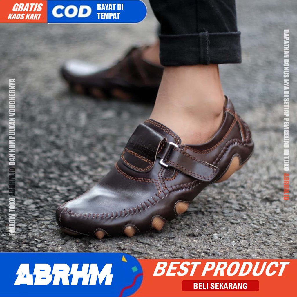 ABRHM X BUFON Sepatu Slip On Pria Sepatu Pria Casual Kulit Asli Original Sepatu Kerja Cowo/Cowok Ori