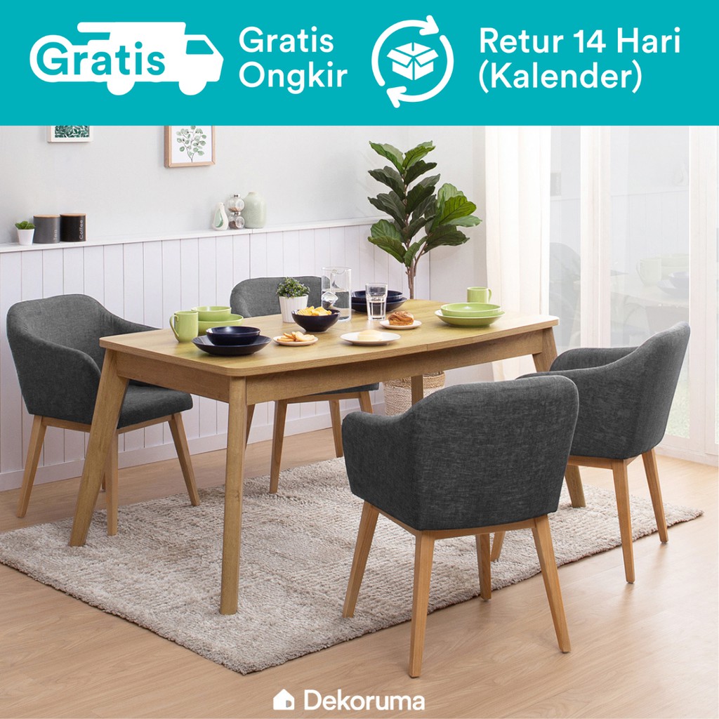 Dekoruma Set Meja Makan Minimalis 4 Kursi Setsu Extendable Dining Table 4 Fuji Kursi Makan Abu Shopee Indonesia