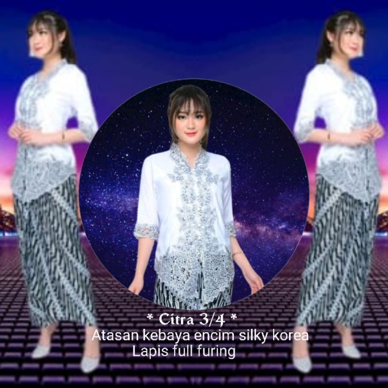 Atasan kebaya silky Korea import kombinasi brukat