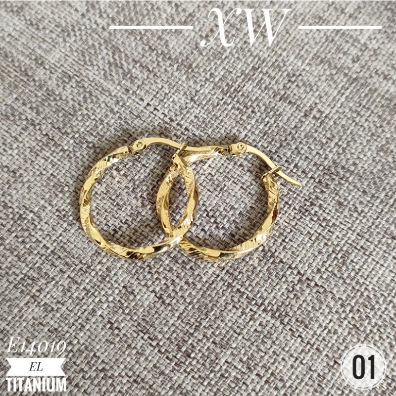 Anting Titanium Gipsy dm 2cm warna Gold E14019-1