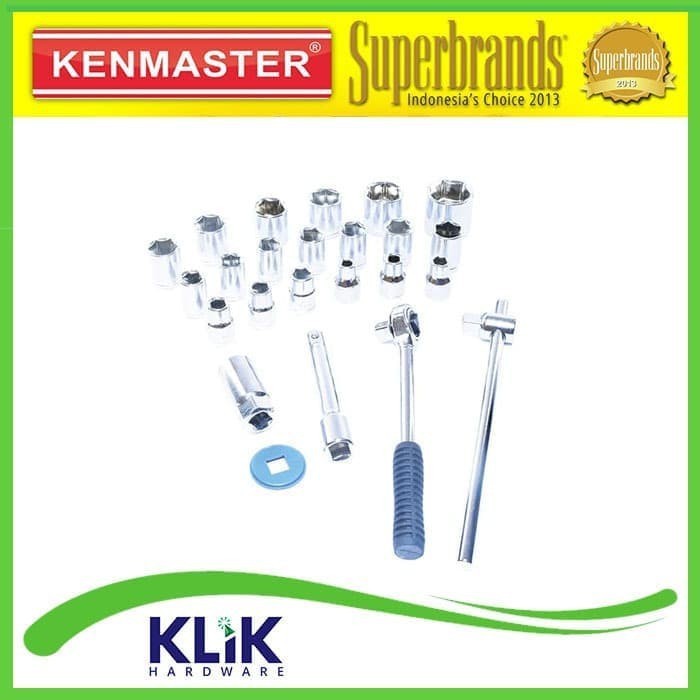 Kenmaster Kunci Shock Sock Sok Set 25 Pcs Ukuran 1/2 Inch DR 8 - 32 mm