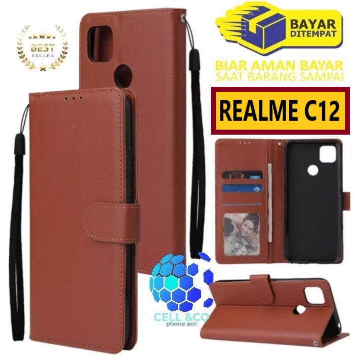 Flip cover REALME C12 Flip case buka tutup kesing hp casing flip case leather wallet