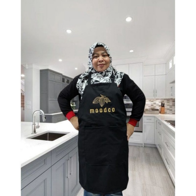 Apron celemek koki masak dapur cuci piring custom logo sablon / bordir