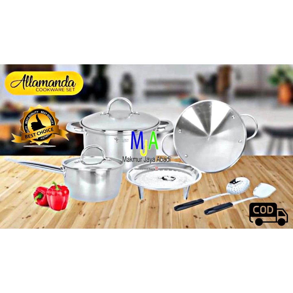 (BISA COD) PROMO Panci Set Golden Flying Fish Cookware Set Allamanda 8pcs STAINLESS STEEL Premium