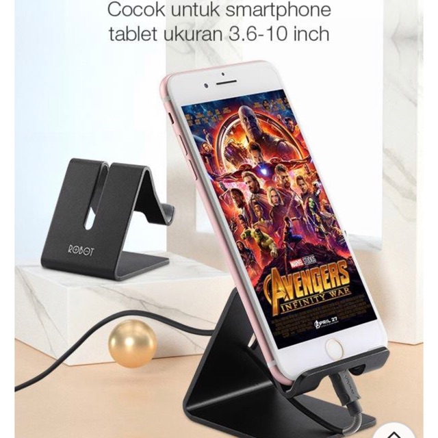 ROBOT Stand Holder HP Aluminium Alloy for Smartphone / Tablet - Garansi Resmi 1 Tahun - RT-US03