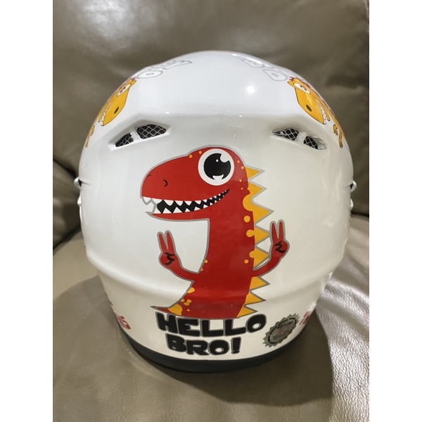 Helm Anak GALAXY SKY SNI Dino Putih Usia 3-7 Tahun Terlaris Termurah