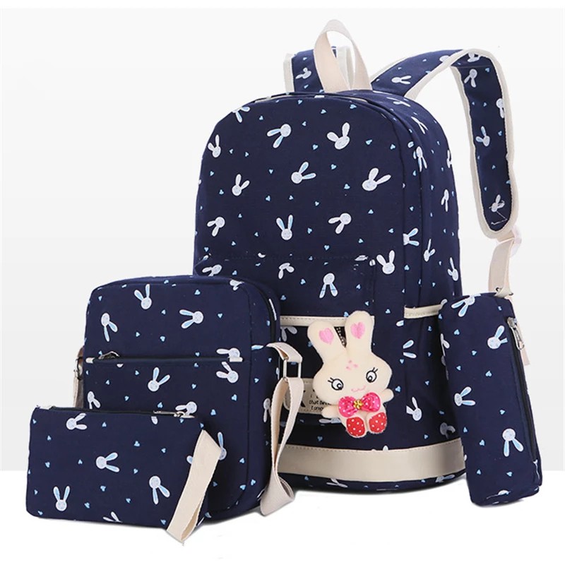 Tas Wanita Ransel Anak Sekolah playboy Backpack Fashion 4 IN 1 Tanpa Gantungan