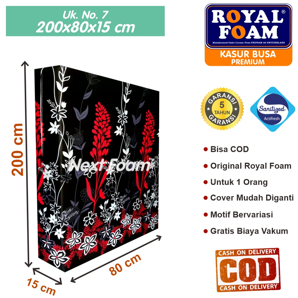 Kasur Busa Royal Foam Ukuran No 7 200x80x15 cm Tebal 15 cm D16 ORIGINAL Garansi 10 Tahun