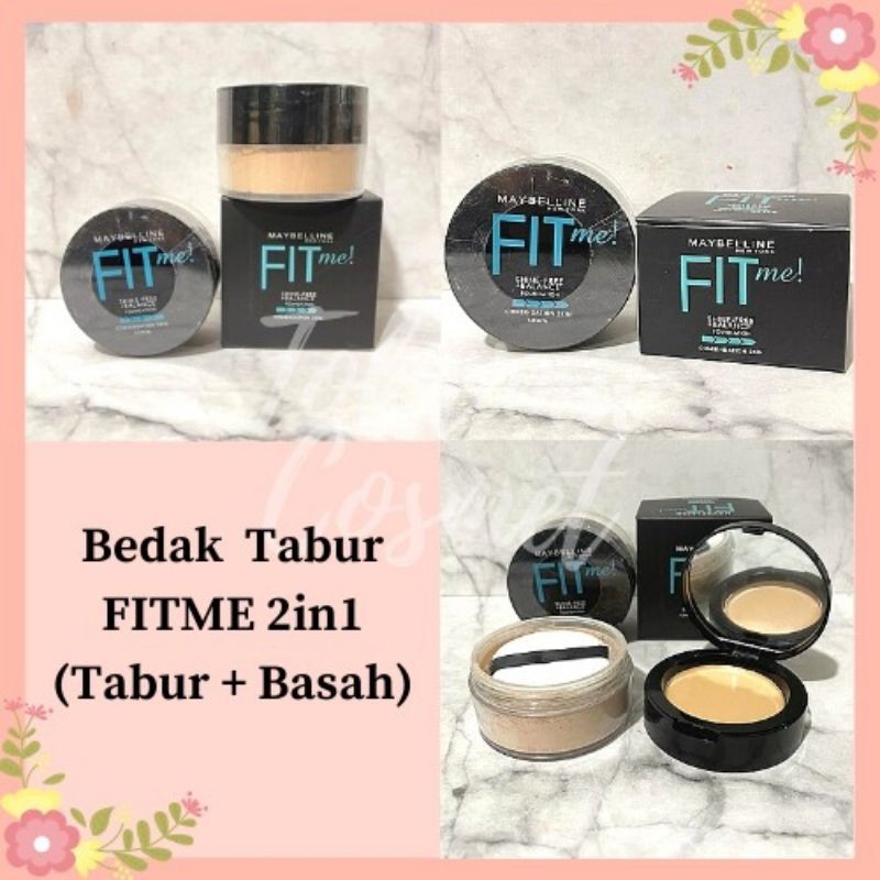 Bedak Maybelline fit me 2in1 foundation + tabur