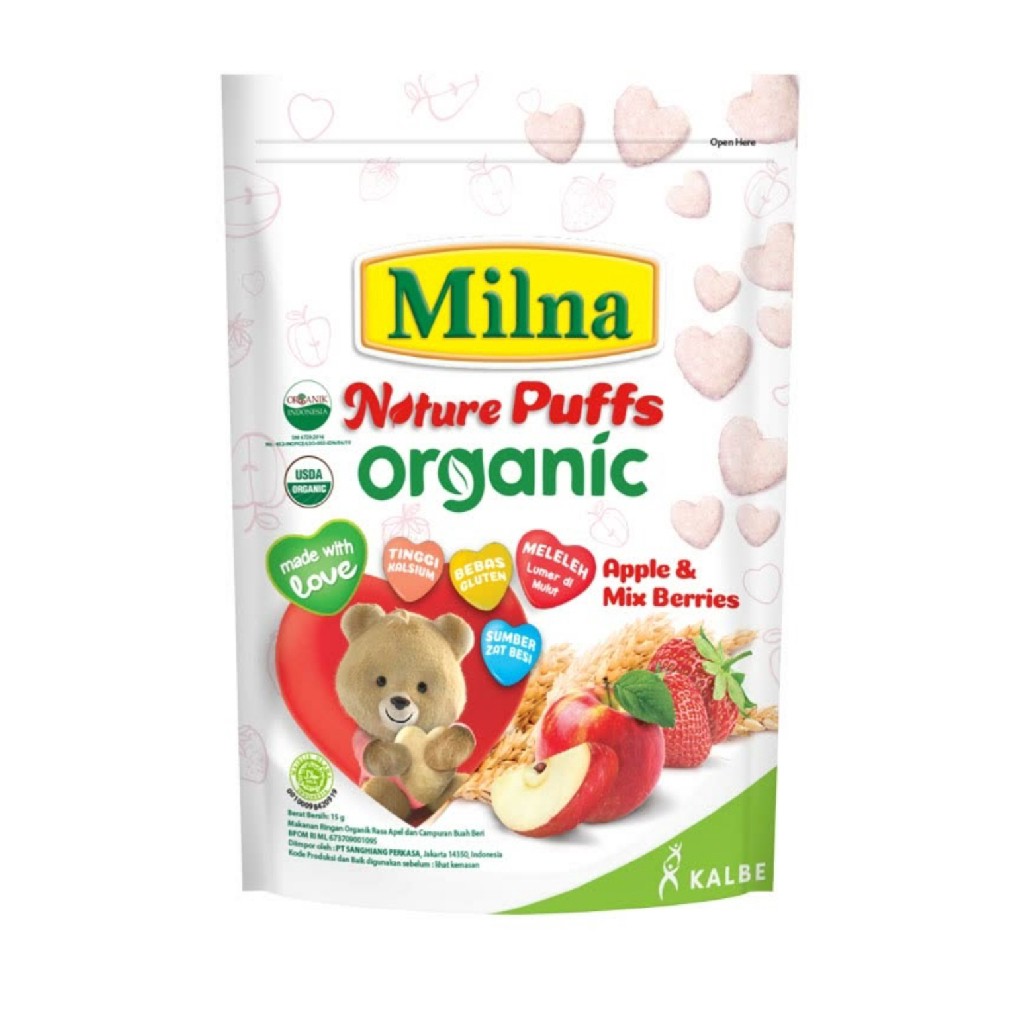 Milna Nature Puff Organic 15 G / Milna Puff 15 G Makanan Biskuit Cemilan Snack Bayi