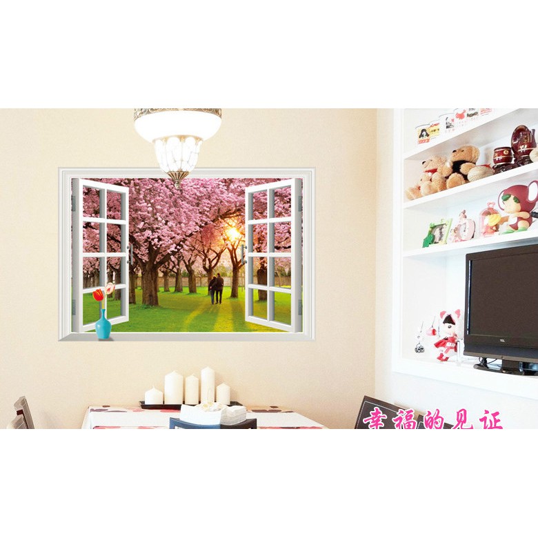 RELIZA WALL STICKER JENDELA POHON SAKURA COUPLE WINDOWS AY9234E STIKER DINDING