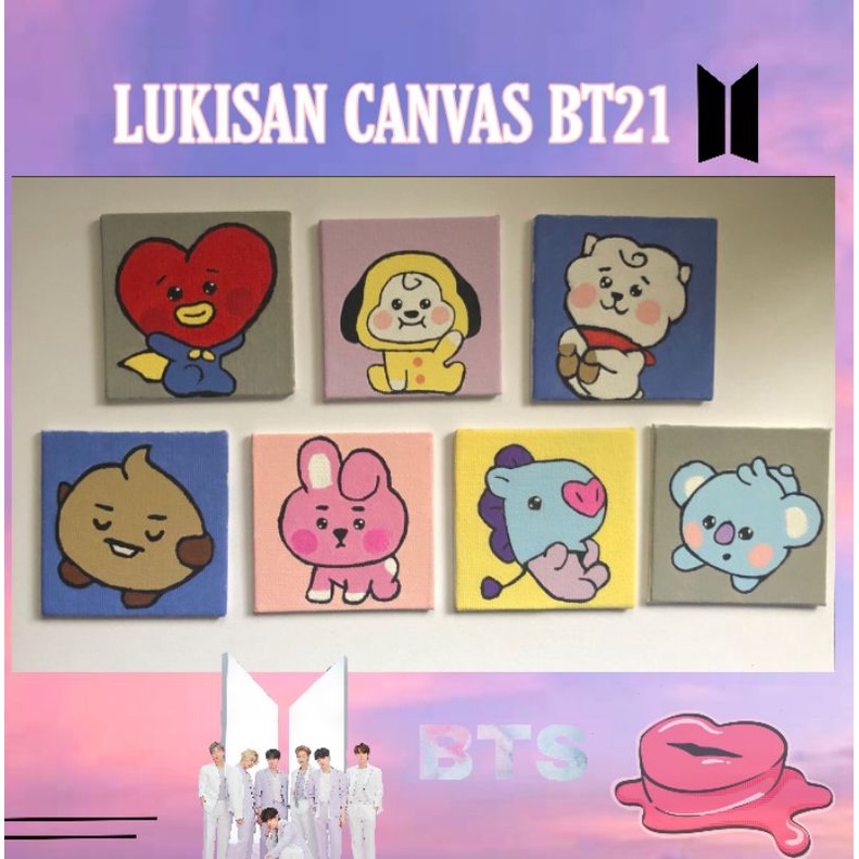 BTS lukisan Canvas handmade BT21 |BTS Canvas K-Pop
