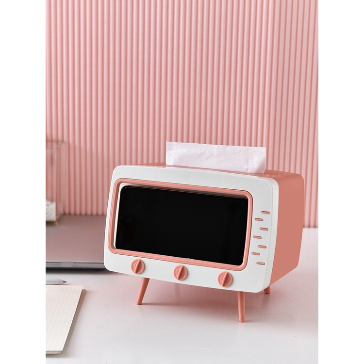 Tempat Tissue + Tempat HP Bentuk TV Lucu Model Korea