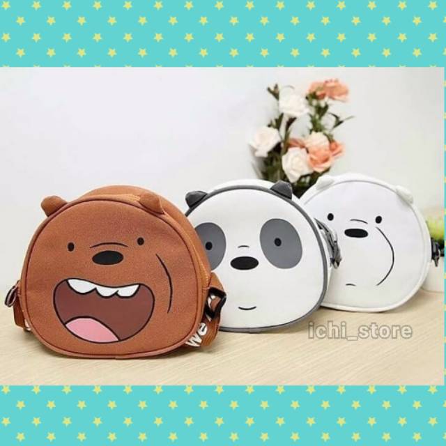 Tas Selempamg We Bare Bears Miniso | Crossbody Bag WBB Miniso | Tas We Bare Bears Miniso | Sling Bag