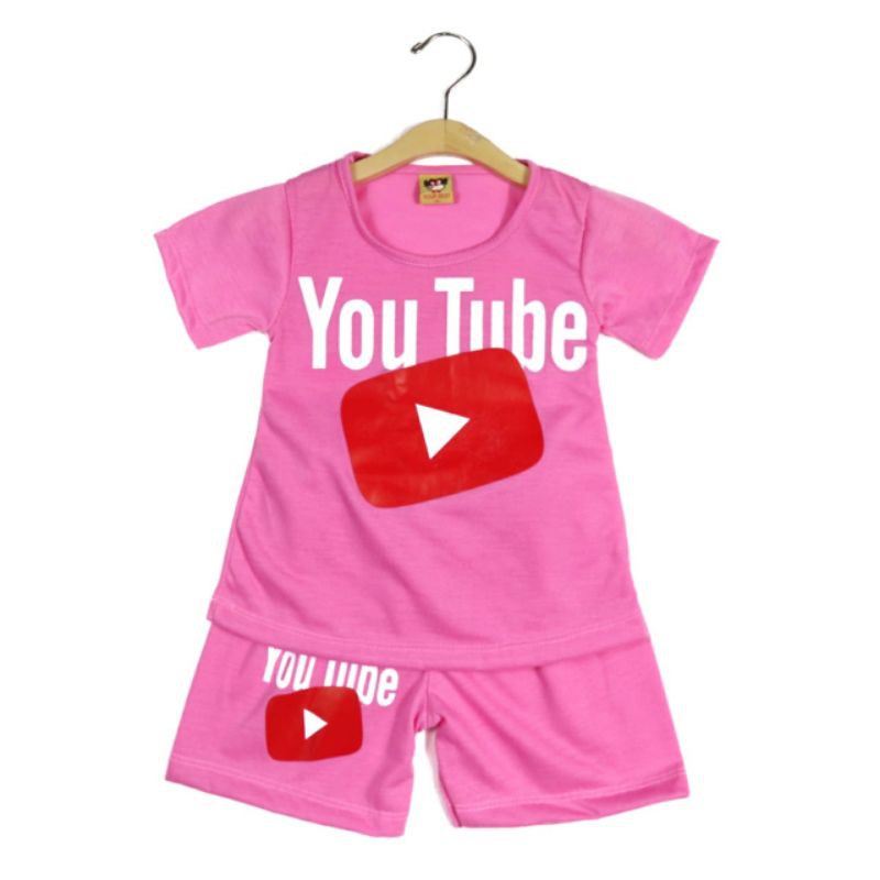 SETELAN SIKUNING PAKAIAN BAJU ANAK PEREMPUAN MOTIF YOUTUBE 2-7 TAHUN