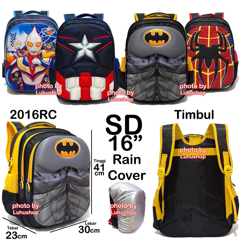 Tas SD TK Anak Sekolah Cowo Tas Anak Laki Laki Superhero 2016 Ultraman Ultramen Batmen Kapten Spidermen