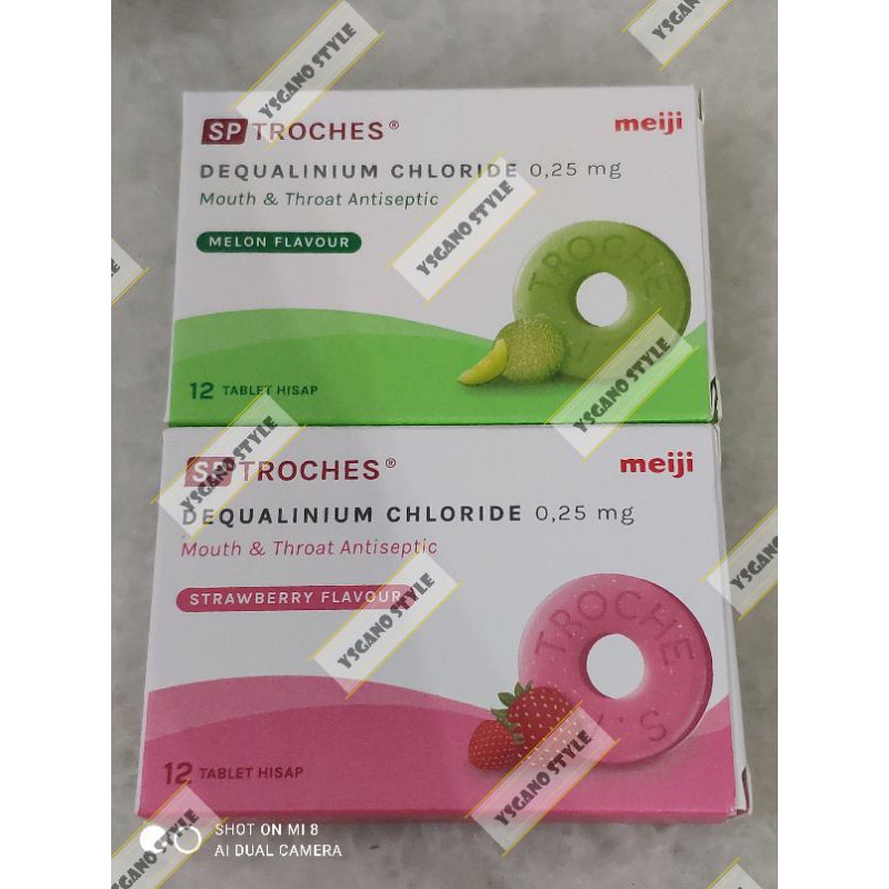 Tablet Hisap Antiseptik SP Troches Melon Stroberi BUKAN FG Troches 1 box 12 tablet