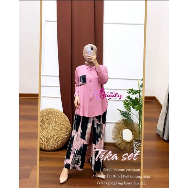 TIKA SET, SETELAN TUNIK + CELANA CANTIK DAN CASUAL ORIGINAL BEAUTY, RAYON VISCOSE, ADEM DAN LEMBUT