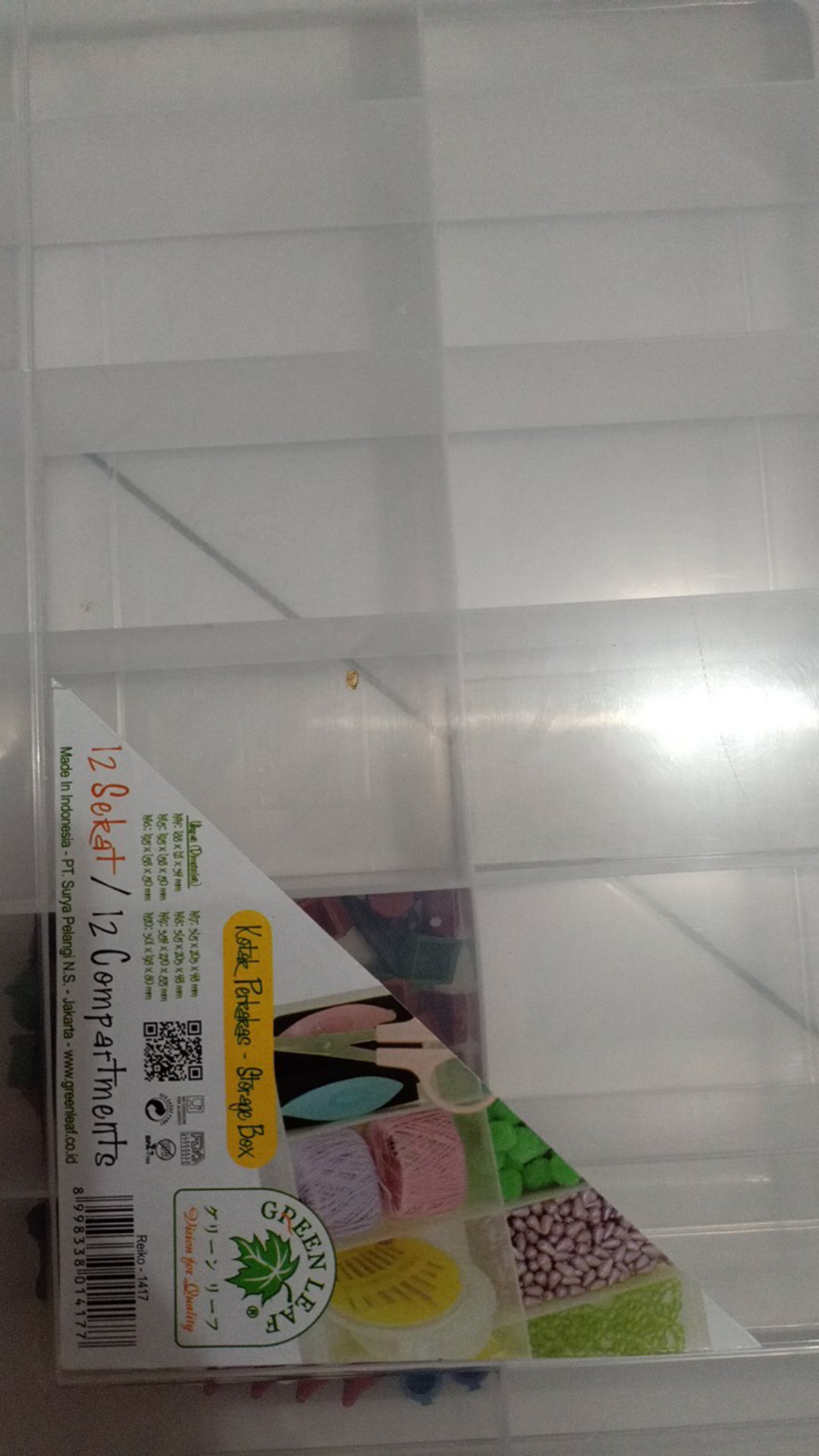 Kotak Penyimpanan 12 Sekat Gl-1417 Green Leaf Murah