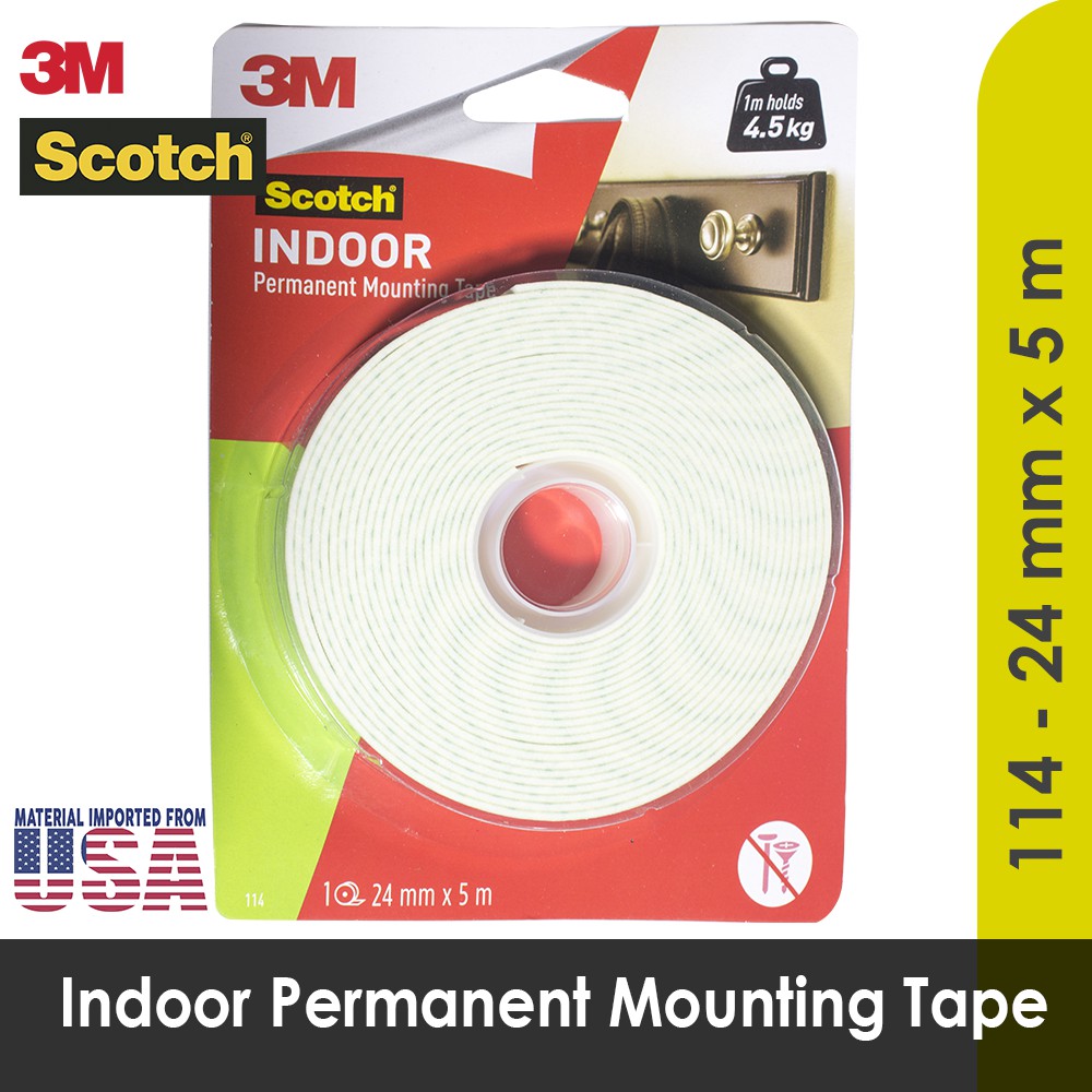 Indoor Permanent Mounting Double Tape  3M 24 mm x 5 m Scotch 114