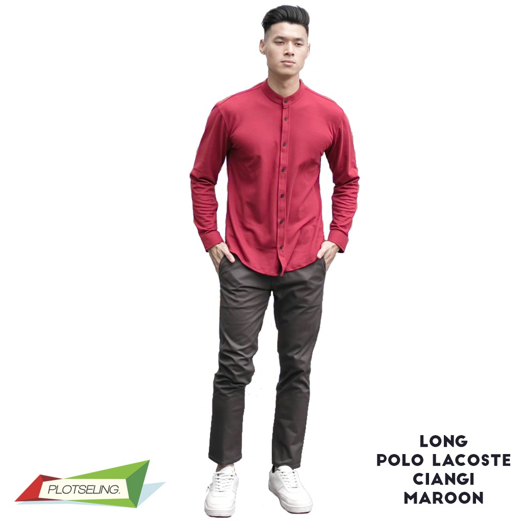 Kemeja Koko CASUAL Pria Lengan Panjang Kerah Ciangi IMPORT HIGH QUALITY - POLO LACOS PIQUE ORIGINAL