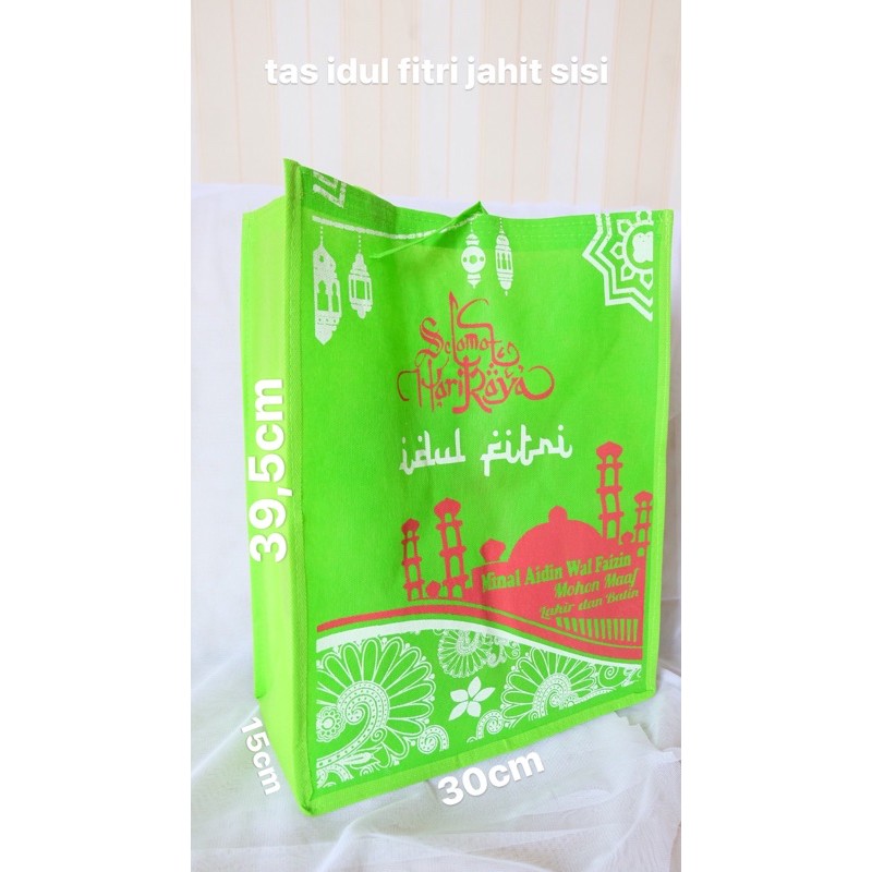 

tas kain idul fitri lebaran jahit sisi sablon 1sisi isi 12