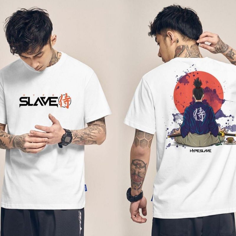 Fourfashion Kaos Pria Kaos Distro HYPESLAVE MEDITASI White FN364