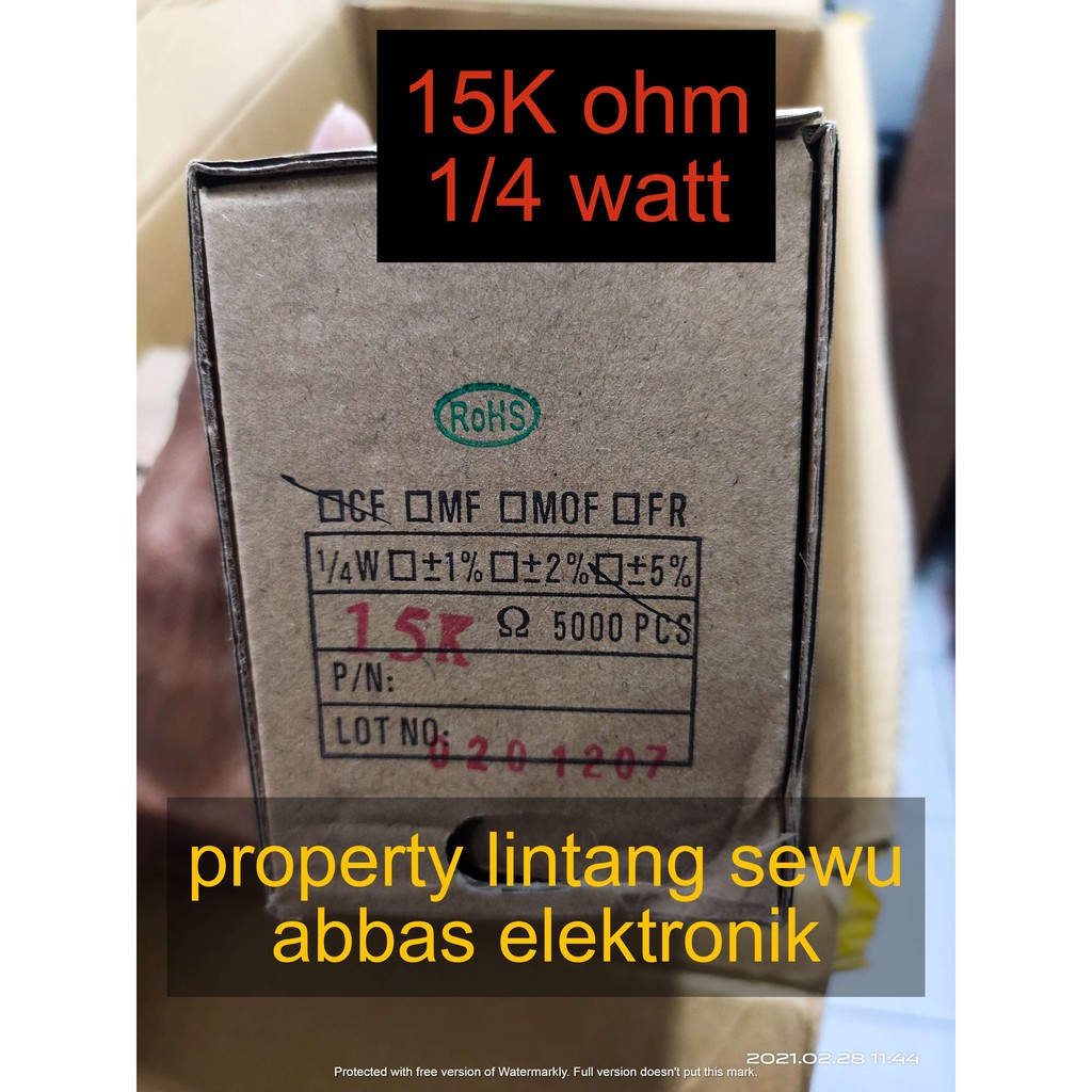 10PCS resistor 15k ohm 15 kilo 15000 ohm  0.25 watt