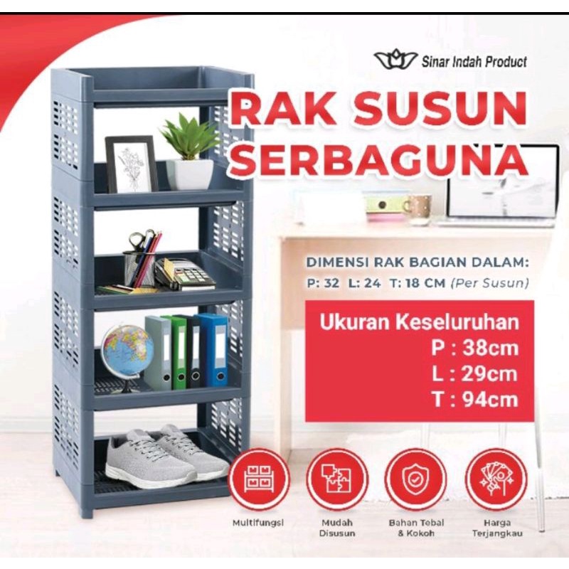 RAK YOYO 5 SUSUN  RSTK Kombinasi Abu-Abu Hitam (packing FREE KARDUS& BUBBLE WRAP)